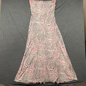 The LIMITED Strapless Paisley Dress, Pink/Tan/White | Size Large